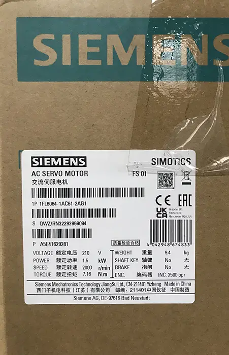سروو موتور زیمنس 1FL6064-1AC61-2AG1 توان 1.5 بدون ترمز V70/V90