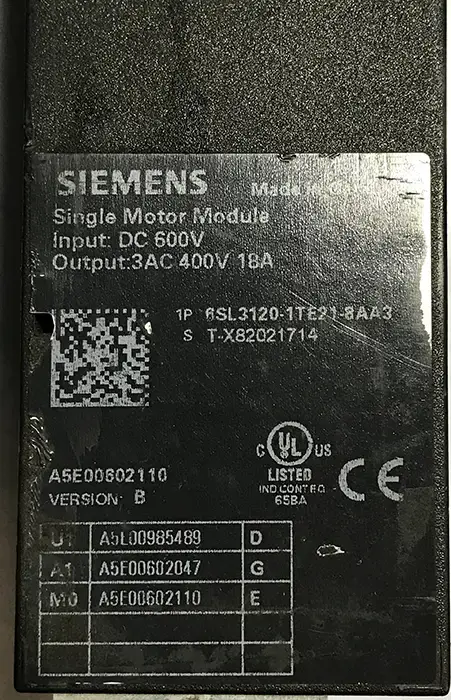 سروو درایو زیمنس 6SL3120-1TE21-8AA3 کارکرده