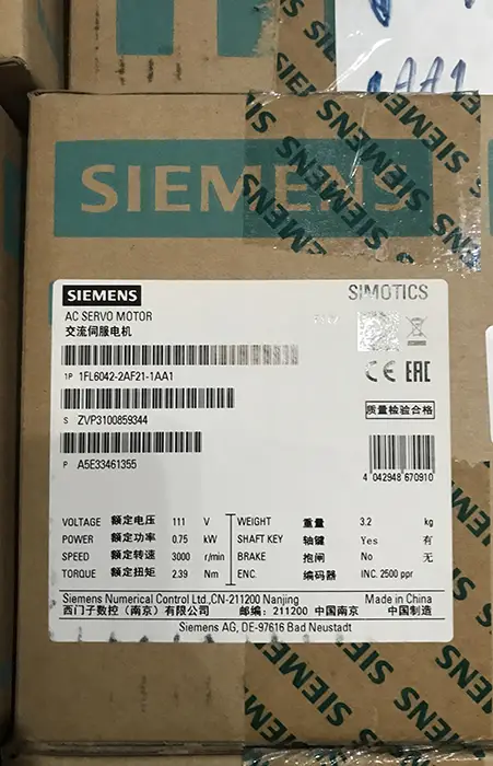 سروو موتور زیمنس 1FL6042-2AF21-1AA1 توان 0.75 بدون ترمز V70/V90