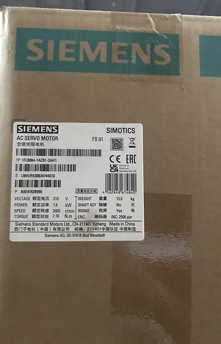 سروو موتور زیمنس 1FL6064-1AC61-2AH1 توان 1.5 ترمزدار V70/V90