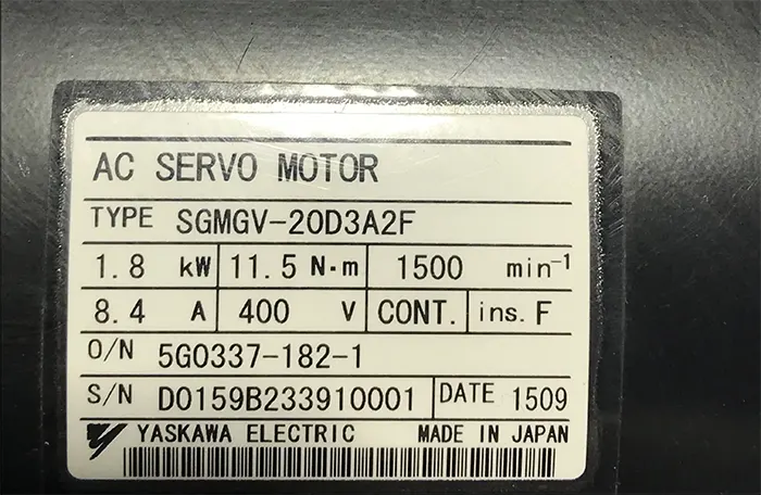 سروو موتور یاسکاوا SGMGV-20D3A2F توان 1.8 بدون ترمز